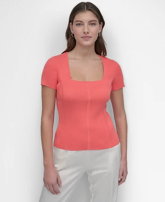 Dkny Women's Square-Neck Short-Sleeve Sweater