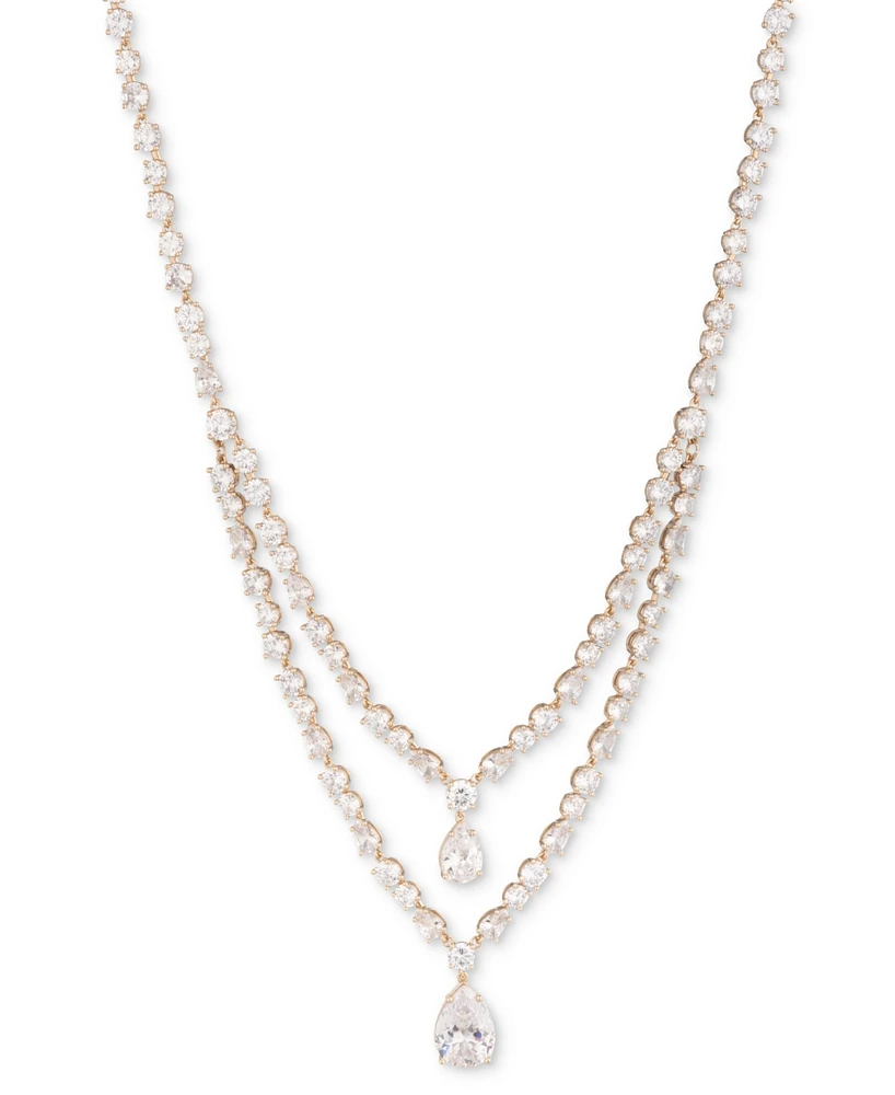 Givenchy Gold-Tone Mixed Cubic Zirconia Layered Statement Necklace, 16" + 3" extender