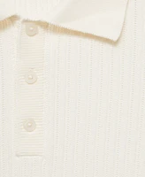 Mango Men's Fine-Knit Ribbed Cotton Polo Shirt