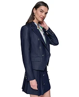 Karl Lagerfeld Paris Women's Double-Breasted Faux-Denim Jacket