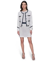 Karl Lagerfeld Paris Women's Tweed Button-Front Jacket
