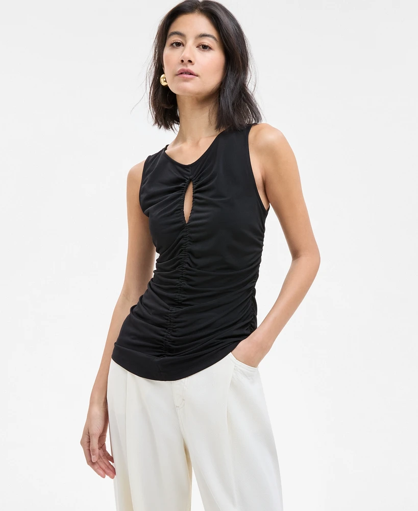 Boss Orange Women's Ruched Sleeveless Keyhole Top