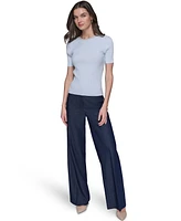 Karl Lagerfeld Paris Women's Ribbed Chain-Neck Top