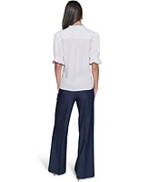 Karl Lagerfeld Paris Women's Ruffled Short-Sleeve Blouse