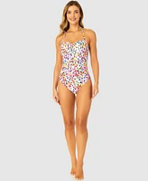 Anne Cole Women's Abstract Dot Twist-Front Bandeau One-Piece Swimsuit