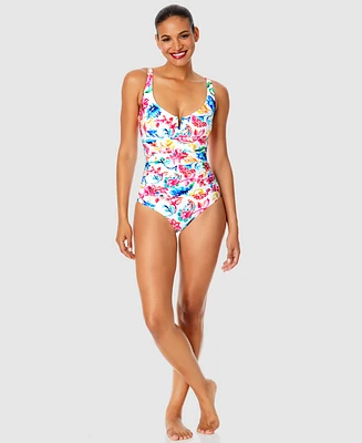 Anne Cole Women's Watercolor Paisley V-Front One-Piece Swimsuit