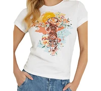 Guess Women's Crouching Tiger Cotton Short-Sleeve T-Shirt