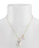 Betsey Johnson Faux Stone Critters Cat Pendant Necklace