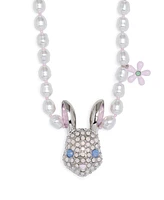 Betsey Johnson Faux Stone Spring Bunny Pendant Cultivated Pearl Necklace