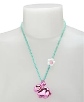 Betsey Johnson Faux Stone Spring Bunny Pendant Rope Necklace