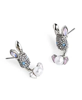 Betsey Johnson Faux Stone Spring Bunny Barbell Jacket Earring