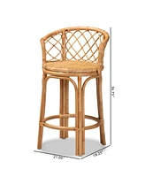 bali & pari 21" Rattan Orchard Modern Bohemian Counter Stool