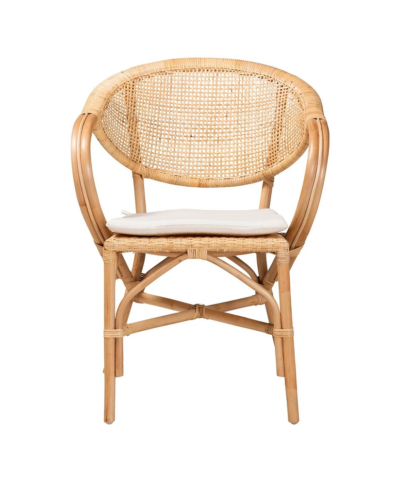 bali & pari 24" Finished Rattan Varick Modern Bohemian Dining Chair