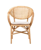 bali & pari 24" Finished Rattan Varick Modern Bohemian Dining Chair