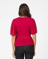 Cable & Gauge Women's Pleated Stretch Wrap Top