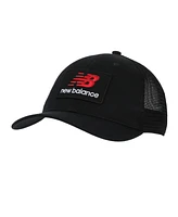 New Balance Men's Stacked Patch Logo Black Trucker Hat