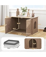 PawHut Cat Litter Box Enclosure, Hidden Cat Litter Box Furniture,