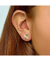 The Lovery Fluted Gold Four Leaf Clover Stud Earrings 14K Gold