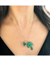 The Lovery Malachite Puffy Heart Charm 14K Gold