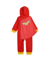 Justice League Girls Dc Comics Zip Up Costume Pajama Coverall and Cape