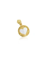 The Lovery Mother of Pearl Lace Heart Charm 14K Gold 22 Millimeters