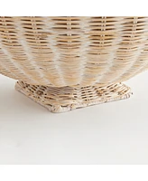 24" Charleston Rattan Woven Footed Natural Decorative Tabletop Bowl