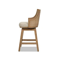 26'' Swivel Cane Rattan Counter Stool (1 Piece), High-Back Bar Chair with Solid Wood Frame-The Pop Home