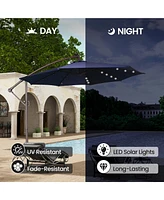 Mondawe 11ft Cantilever/Offset Hanging Patio Umbrella with Solar Light Included