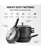 Piece Nesting Cookware Set with Silicone Handle Covers