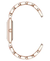 Anne Klein Women's Quartz Casual Rectangular Blush Pink Silicone with Rose Gold-Tone Metal Alloy Bracelet Watch, 26mm