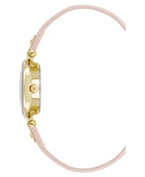 Anne Klein Women's Quartz Blush Pink Leather and Gold-Tone Metal Alloy Strap Watch, 26mm