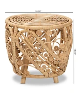 bali & pari 20.5" Finished Rattan Saranna Modern Bohemian End Table