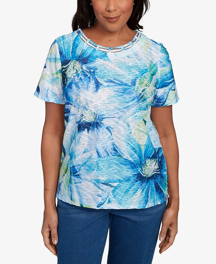 Alfred Dunner Women's Crew Neck Floral Top
