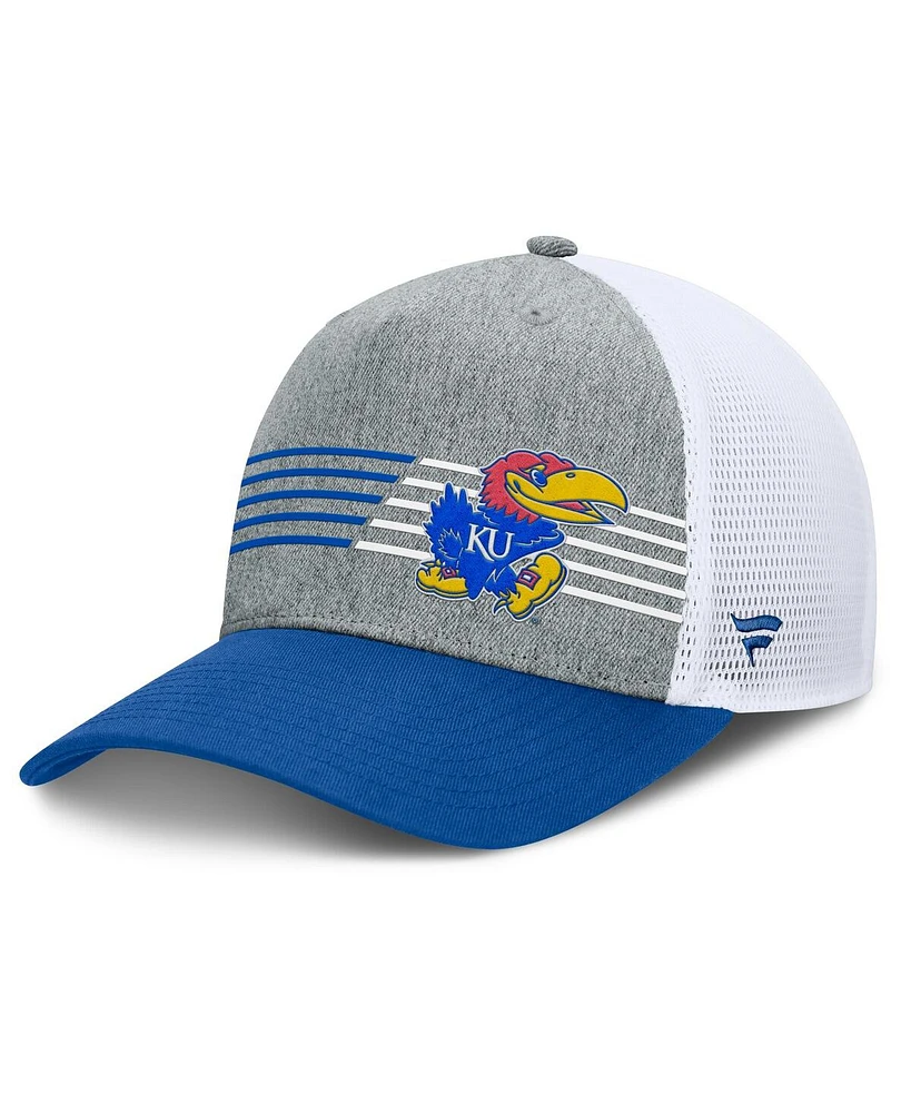 Fanatics Men's Heather Gray/Royal Kansas Jayhawks Profile Trucker Adjustable Hat