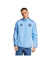 Adidas Men's Sky Blue/Black New York City Fc 2025 Anthem Reversible Full-Zip Jacket