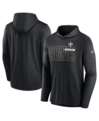 Nike Men's Black New Orleans Saints Lightweight Performance Hooded Long Sleeve T-Shirt