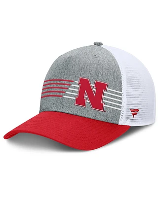 Fanatics Men's Heather Gray/Scarlet Nebraska Huskers Profile Trucker Adjustable Hat