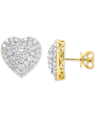 Forever Grown Diamonds Lab Diamond Heart Cluster Stud Earrings (2 ct. t.w.) Sterling Silver or 14k Gold-Plated