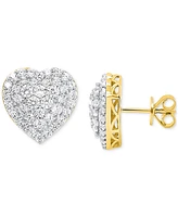 Forever Grown Diamonds Lab Diamond Heart Cluster Stud Earrings (2 ct. t.w.) Sterling Silver or 14k Gold-Plated