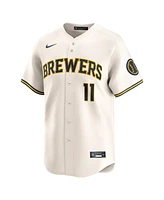 Nike Men's Jackson Chourio Cream Milwaukee Brewers Home Limited Player Jersey
