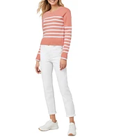 Three Dots Women's Marin Striped Long-Sleeve Sweater