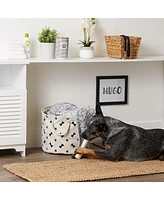 Bone Dry Collapsible Pet Storage Bin with Rope Handles Paw/Bone Print