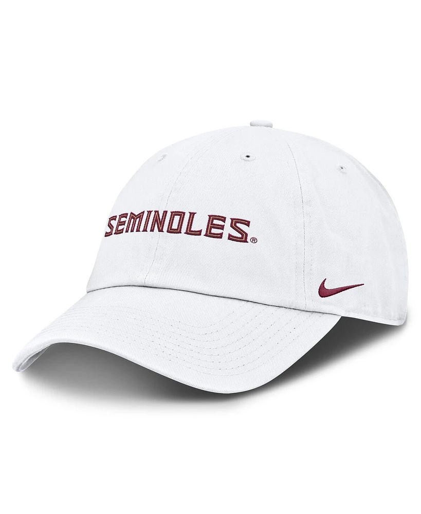 Nike Men's White Florida State Seminoles Core Club Mascot Wordmark Adjustable Hat