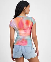 Bar Iii Women's Printed Mesh Top, Exclusively at Macy's
