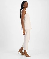 Bar Iii Womens Striped Straight Leg Pants Square Neck Vest Exclusively At Macys