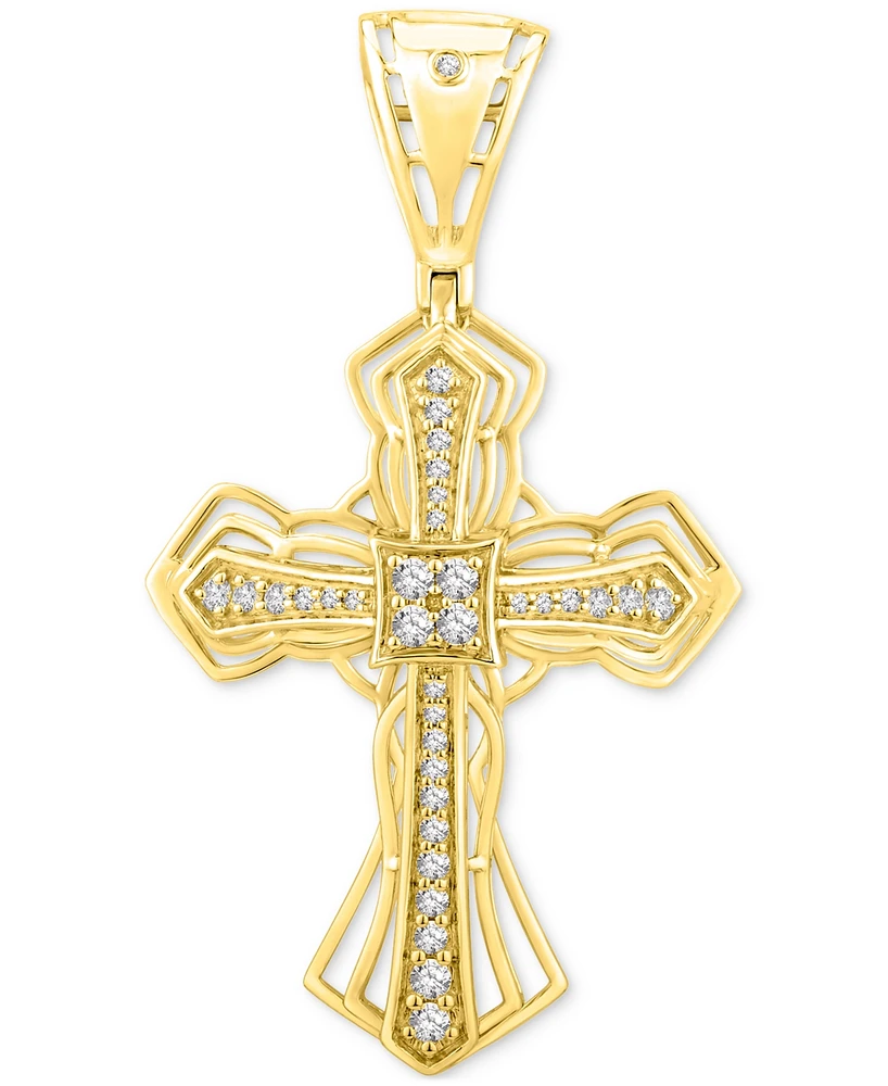 Men's Diamond Openwork Cross Pendant (1/2 ct. t.w.) in 10k Gold