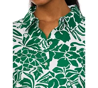 Msk Petite Floral-Print Cotton Shirtdress