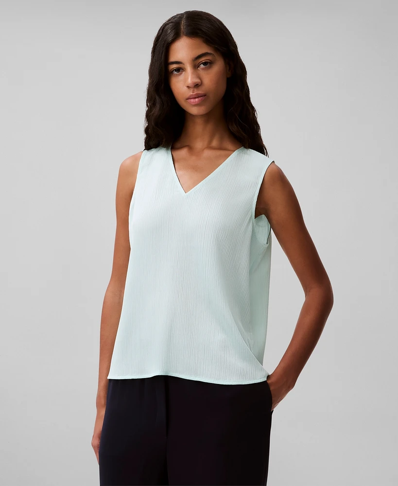 Calvin Klein Women's Textured Plisse V-Neck Tank Top