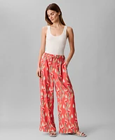 Calvin Klein Women's Floral-Print Pull-On Drawstring Pants