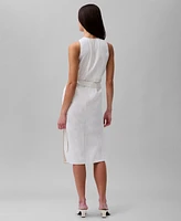 Calvin Klein Women's Linen-Blend Sleeveless Wrap Dress